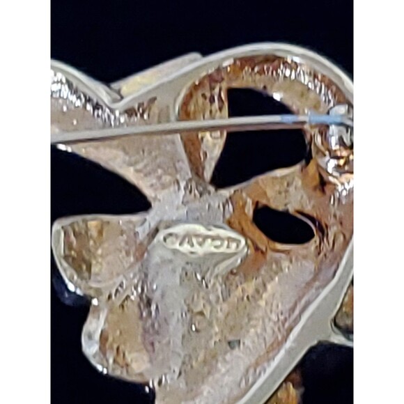 Avon Heart Pin & Bow July Birthstone Gold Tone Ruby Rhinestone Vintage Signed - Picture 7 of 7